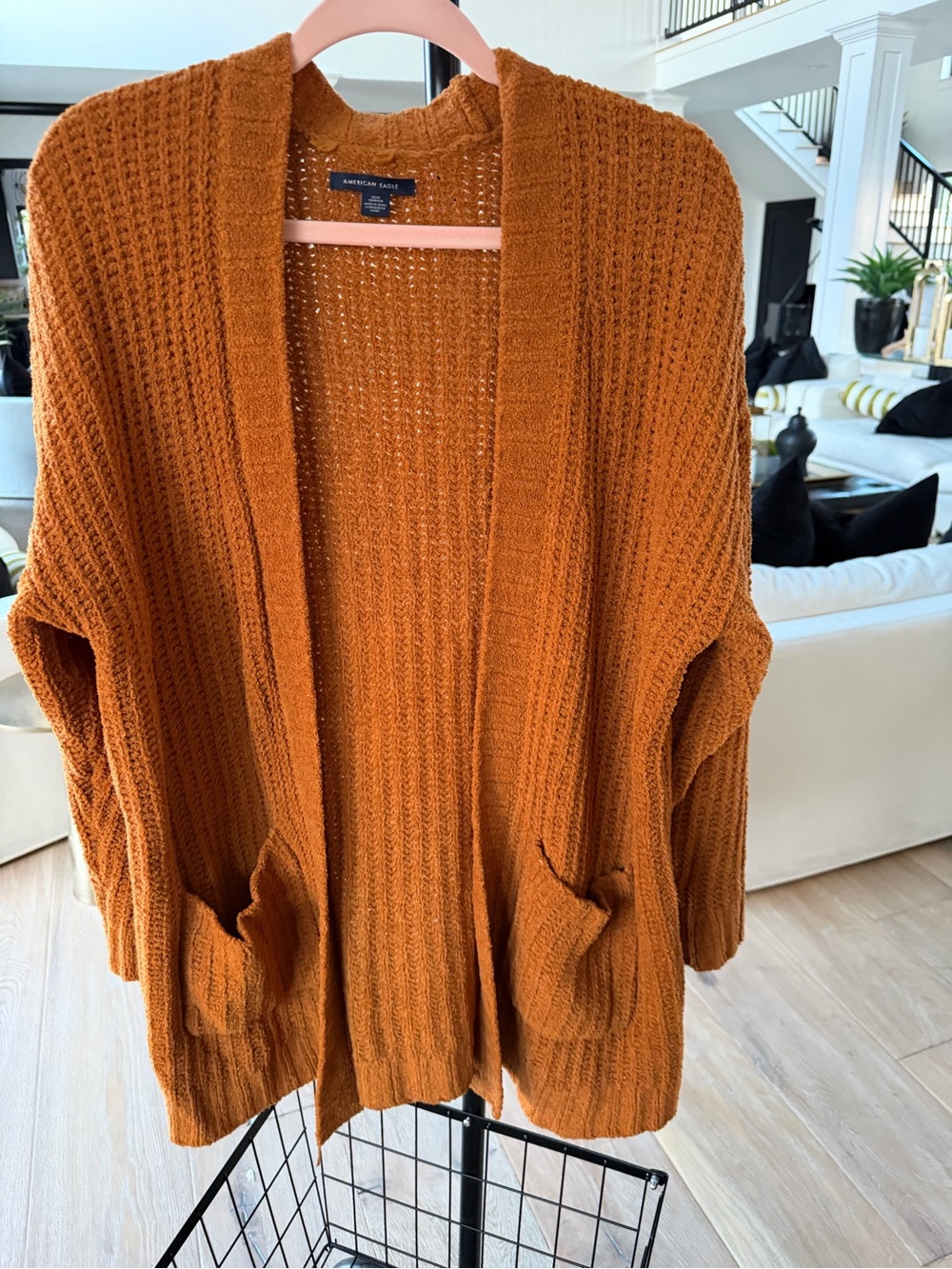 American Eagle Outfitters Chunky Open-Front Cardigan - Rust